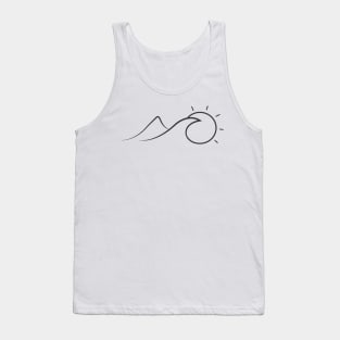 Mountain Waves And Sun Minimalistic Cute Tank Top